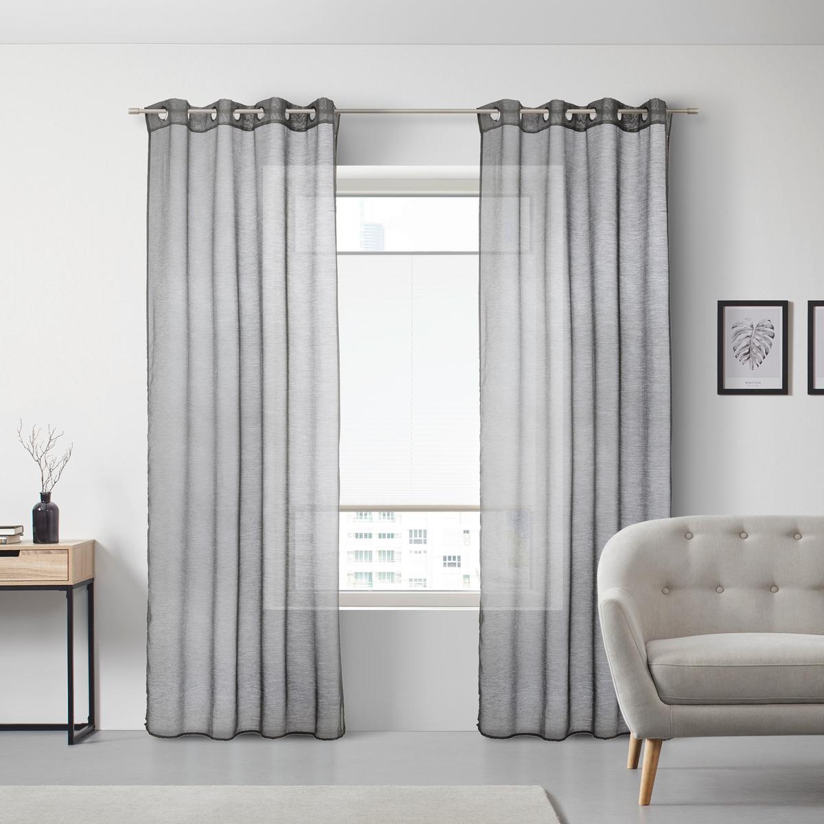 Zavesa Z Obročki Dolly - siva/antracit, tekstil (140/245cm) - Modern Living