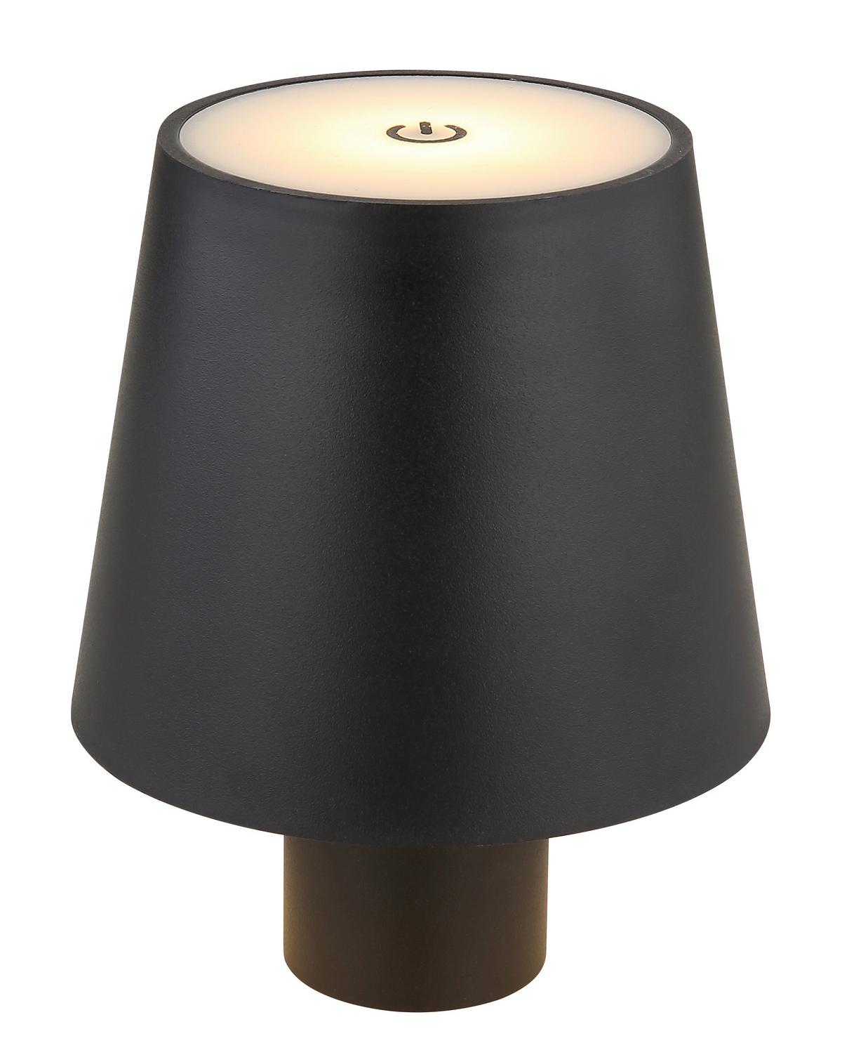 AKKU-TISCHLEUCHTE 58438GS - Opal/Schwarz, Trend, Kunststoff/Metall (10,6/13cm) - Globo