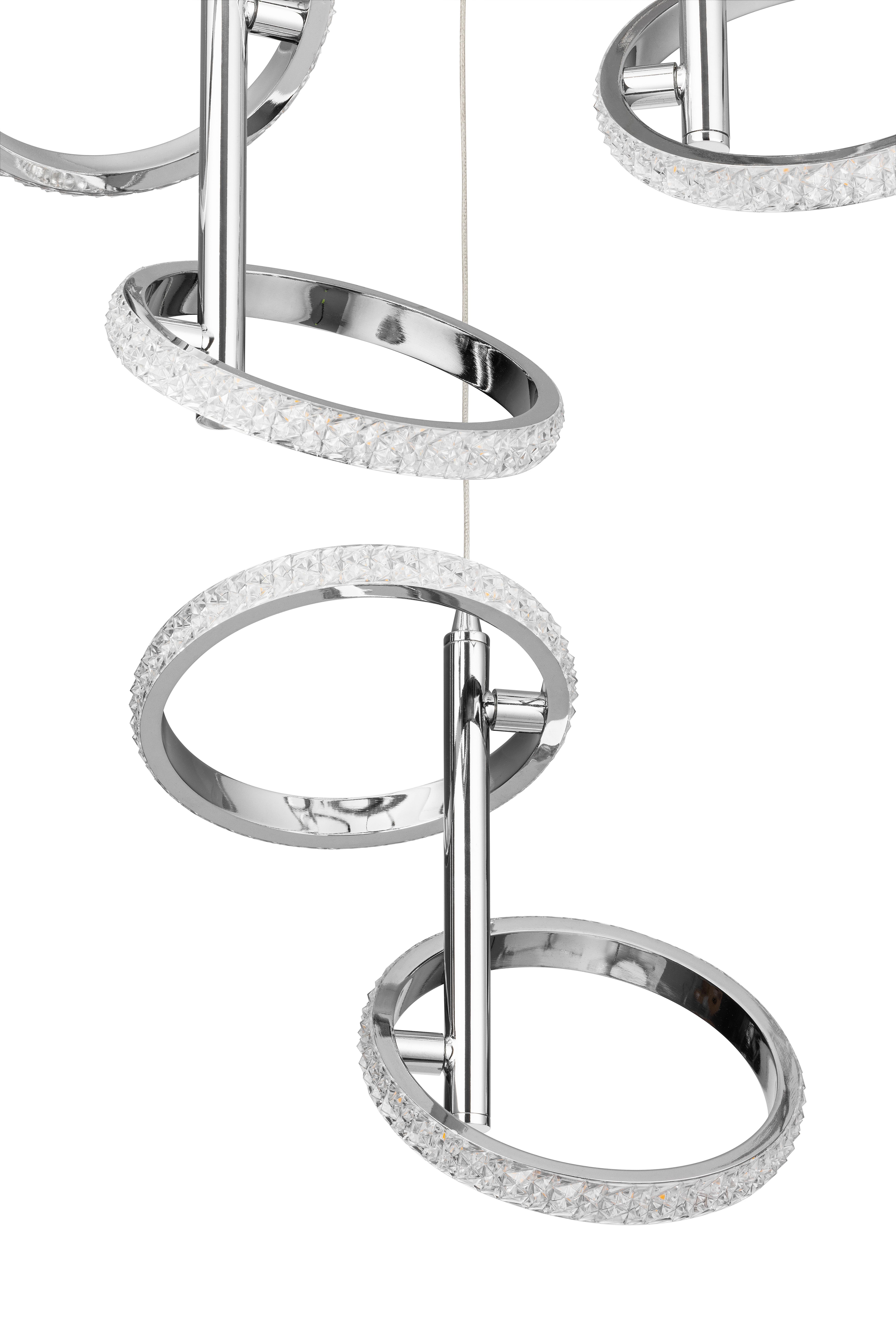 LED-HÄNGLAMPA RONG - kromfärg, Modern, metall/plast (45,5/45,5/120cm)