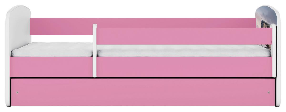 Otroška Postelja Babydreams, Bela, Roza, 80x160cm - pink/bela, Moderno, tekstil/leseni material (80/160cm) - MID.YOU