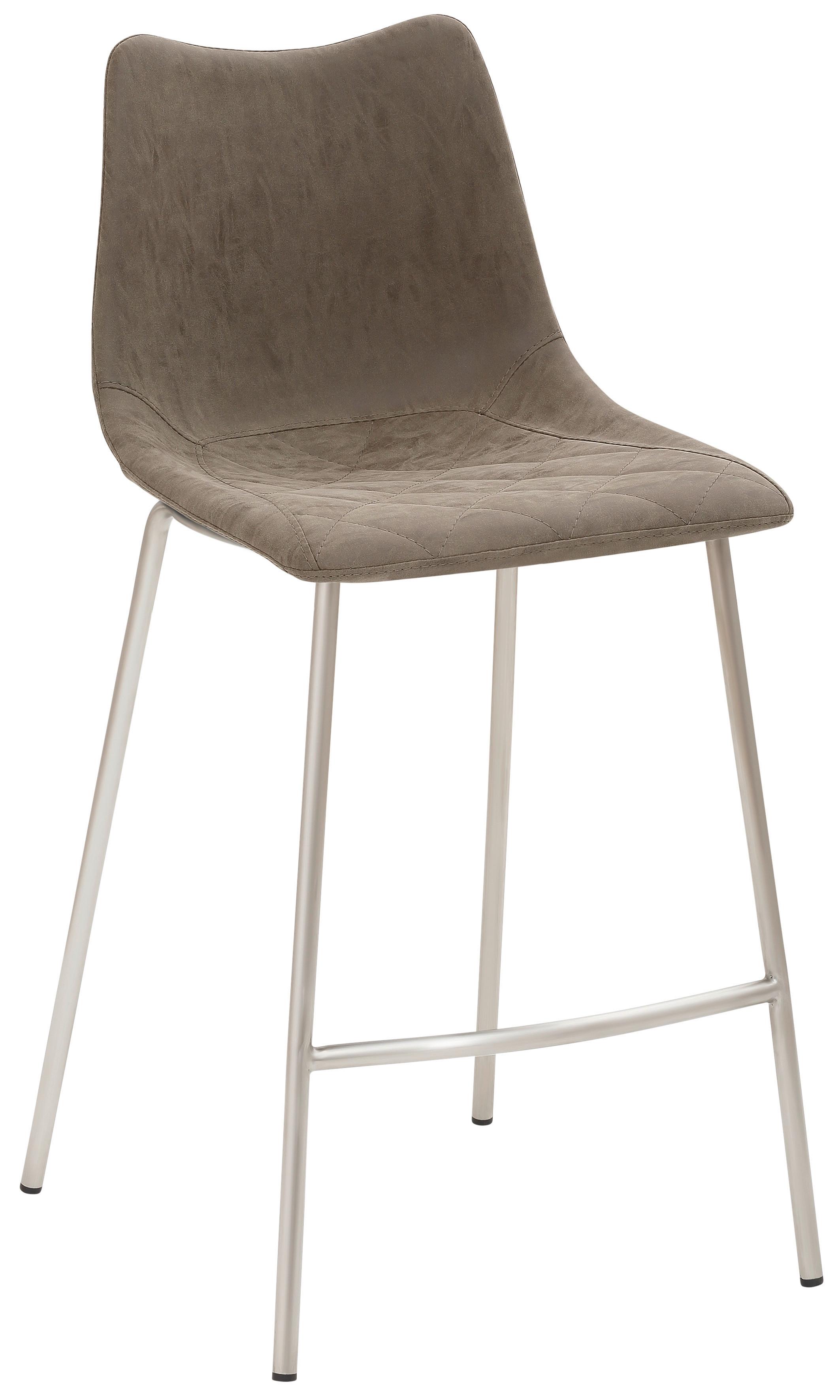 Barhocker My Solo ca. 49x100 cm Schlammfarb. - Schlammfarben/Edelstahlfarben, KONVENTIONELL, Textil/Metall (49/99,5/55cm) - Livetastic