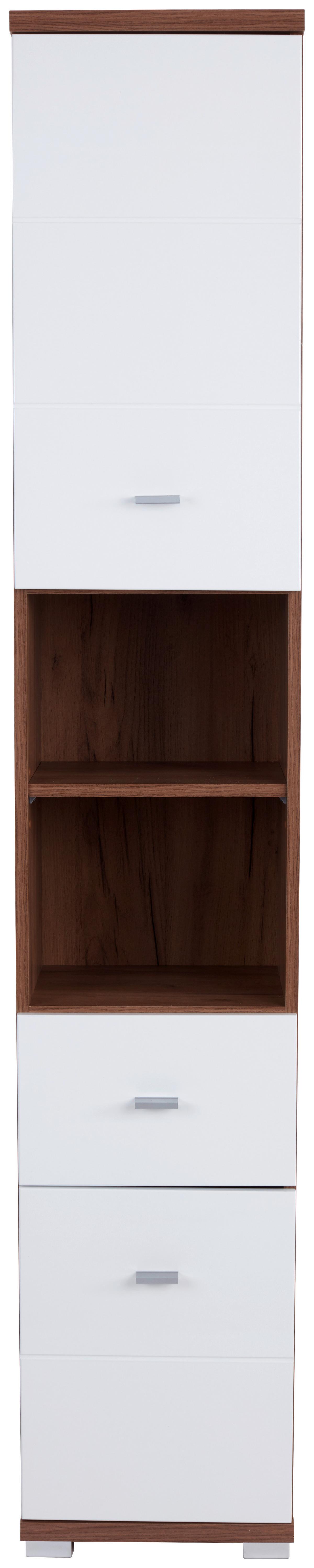 Mobilier de baie Bari - alb/culoare lemn stejar, Konventionell, material pe bază de lemn (140,5/190/32cm)