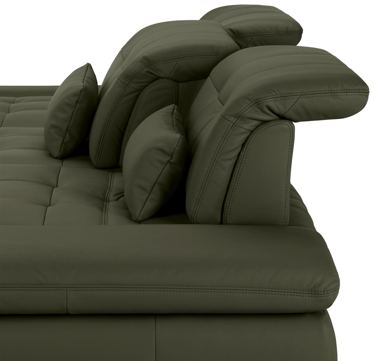 Wohnlandschaft Sanfino Leder Anthrazit - Chromfarben/Anthrazit, KONVENTIONELL, Leder/Metall (199/79-96/305cm) - Premium Living