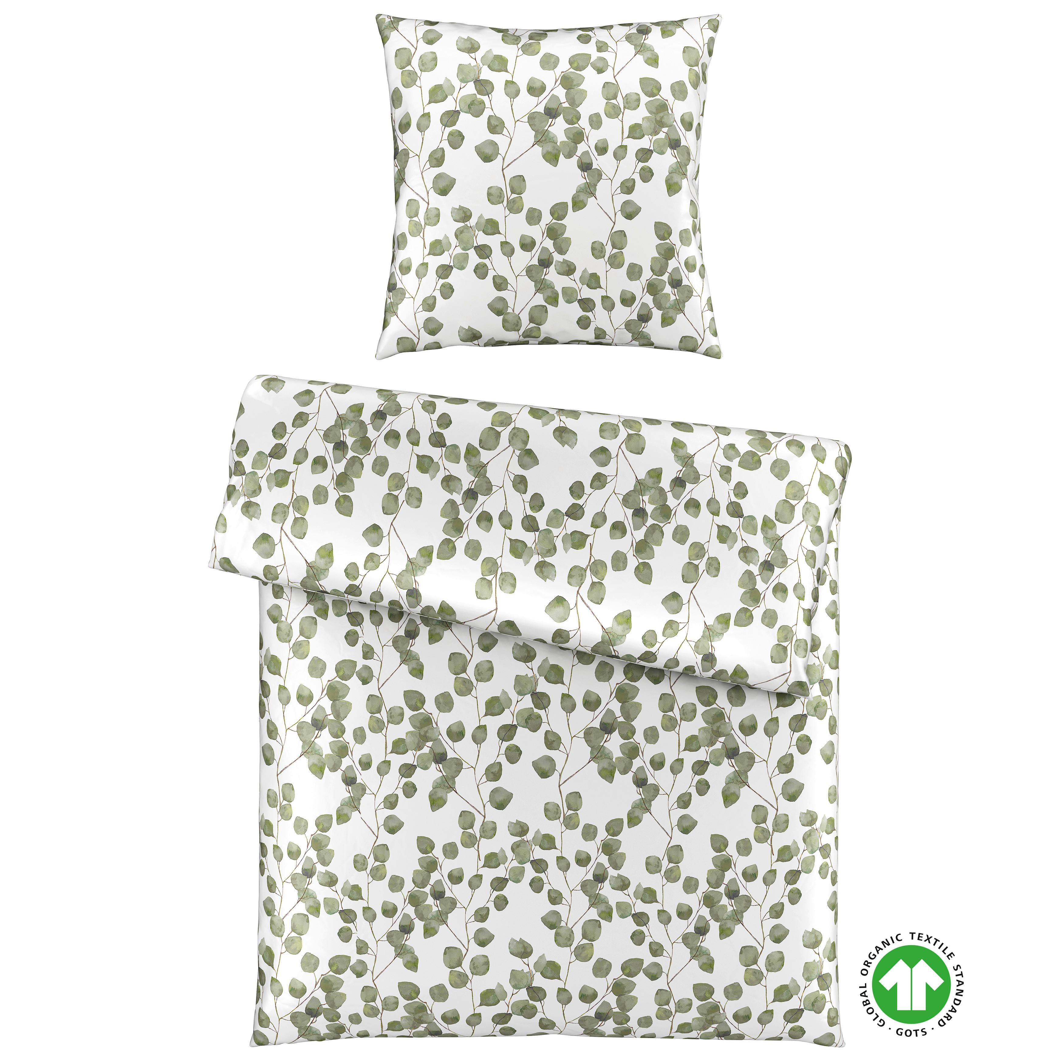 Bettwäsche Bio-Sophia Design Grün/Weiß ca. 135x200cm - Weiß/Grün, Natur, Textil (135/200cm) - ecoTree