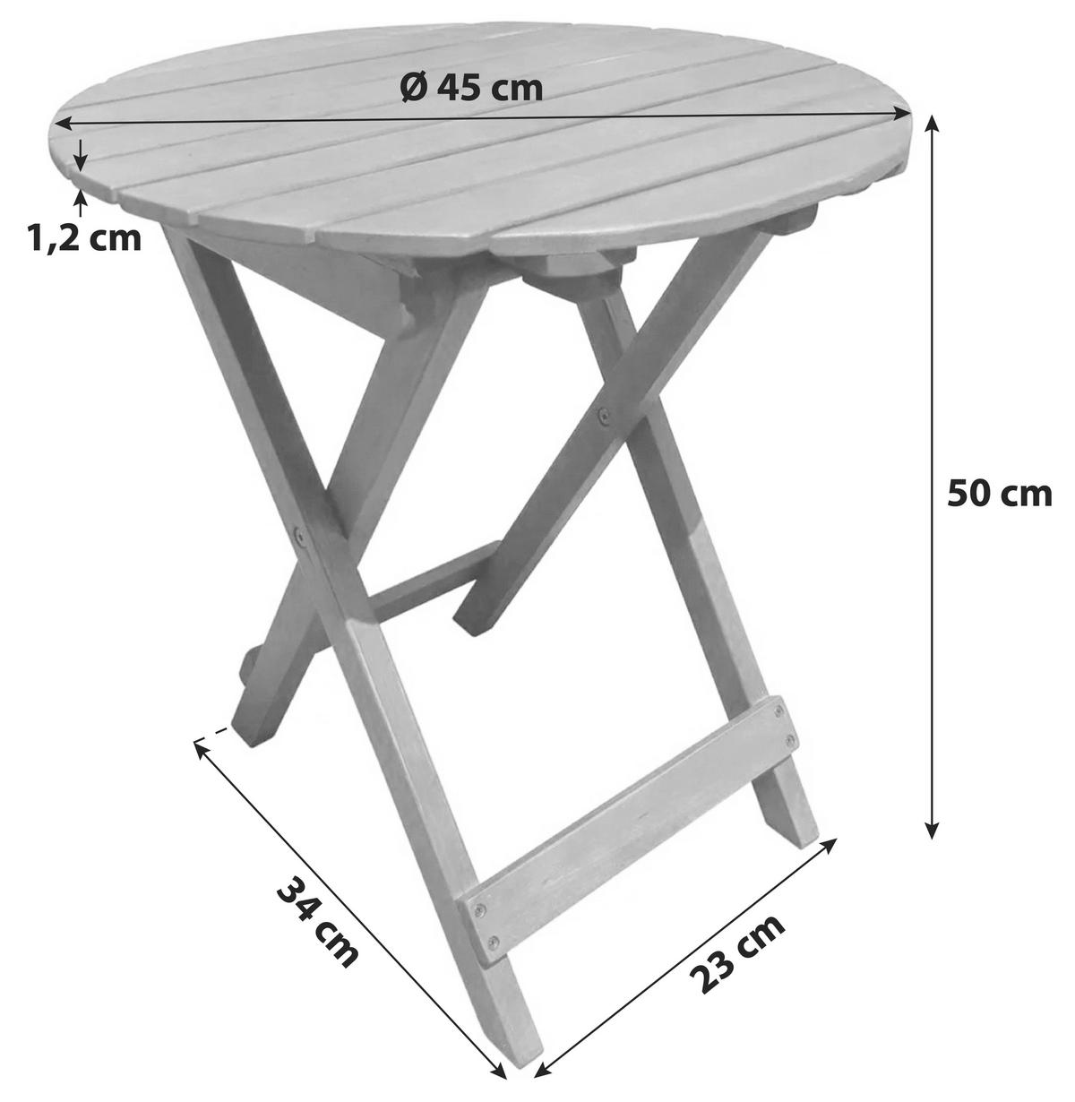 Gartentisch Holz Hanford ca. 45x50 cm klappbar - Braun, Basics, Holz (45/45/50cm) - Gardenson