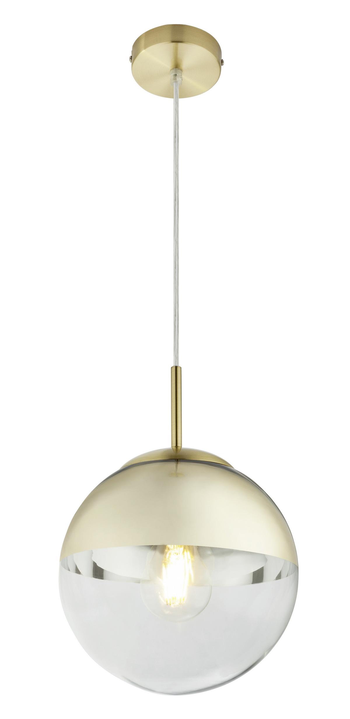 Hängeleuchte Varus in Godlfarben max. 40 Watt - Transparent/Goldfarben, Design, Glas/Metall (20/120cm) - Globo
