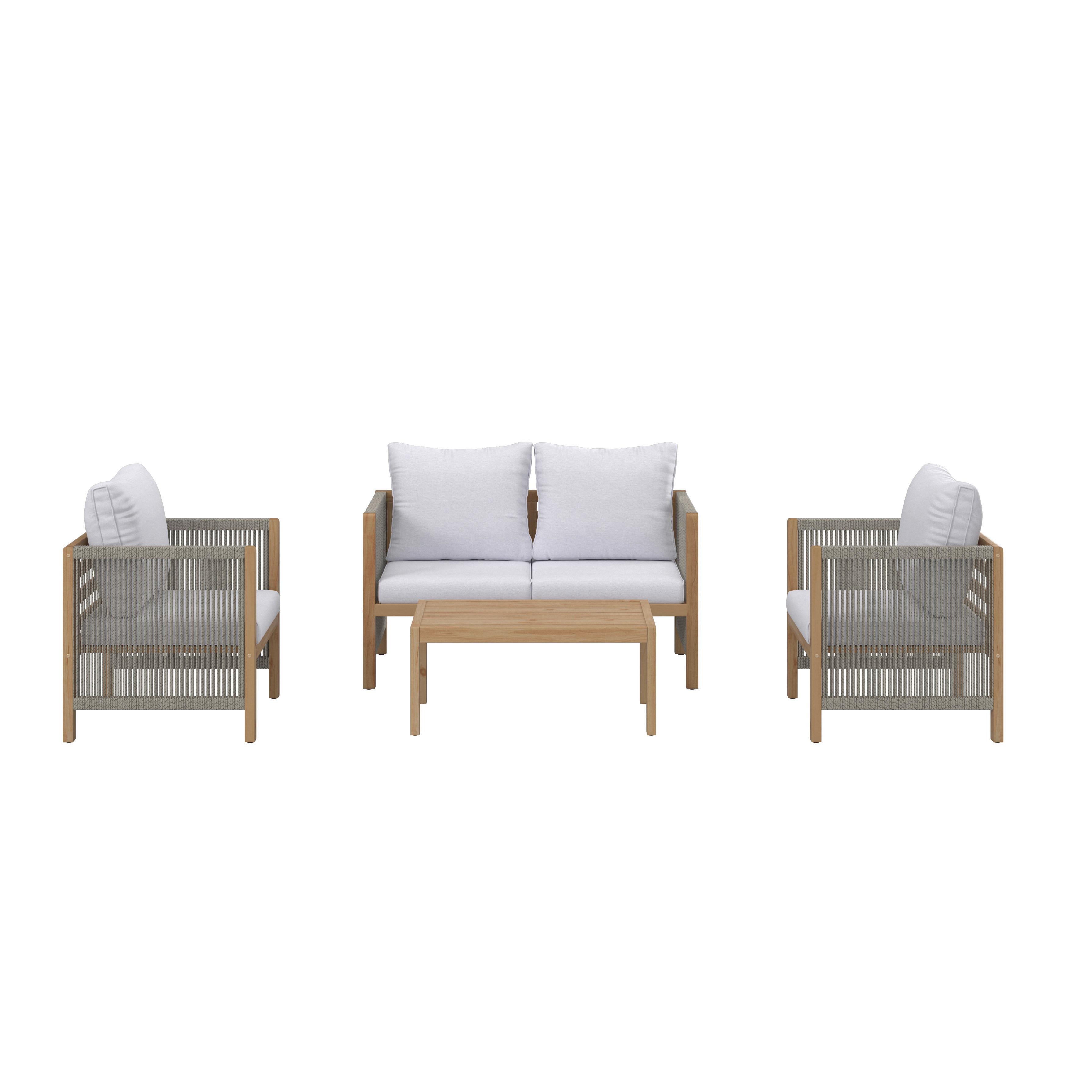LOUNGEGRUPP EFFIE - ljusgrå, Modern, trä/textil (124/64,5/63,5cm) - Bessagi Garden