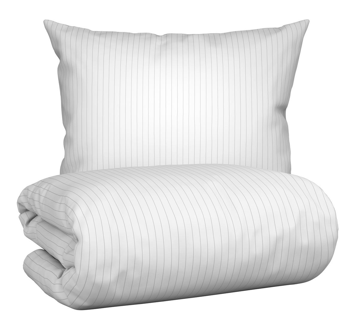 BETTWÄSCHESET TWILL STREIF - Weiss/Hellgrau, Modern, Textil (160/210cm) - Mömax