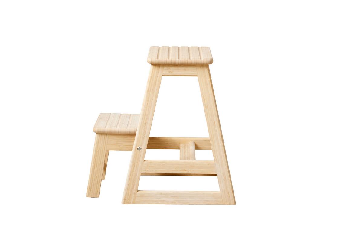 Tritthocker Skala - Hellbraun, Natur, Holz (45,5/49/39cm) - Gardenson