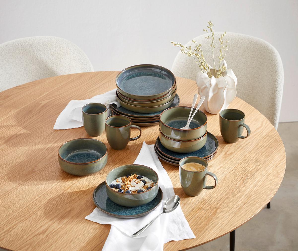 SERWIS ŚNIADANIOWY CRAFTED BREEZE VILLEROY&BOCH - zielony, Basics, ceramika (34,5/19,4/32cm) - Villeroy & Boch