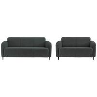 Sitzgarnitur Marone Anthrazit Teddystoff - Anthrazit/Schwarz, MODERN, Textil/Metall (180/76/90cm) - Livetastic