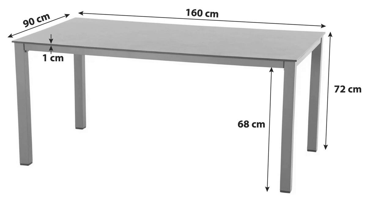 GARTENTISCH K95704 - Anthrazit, KONVENTIONELL, Holzwerkstoff/Kunststoff (160/90/72cm) - Siena Garden