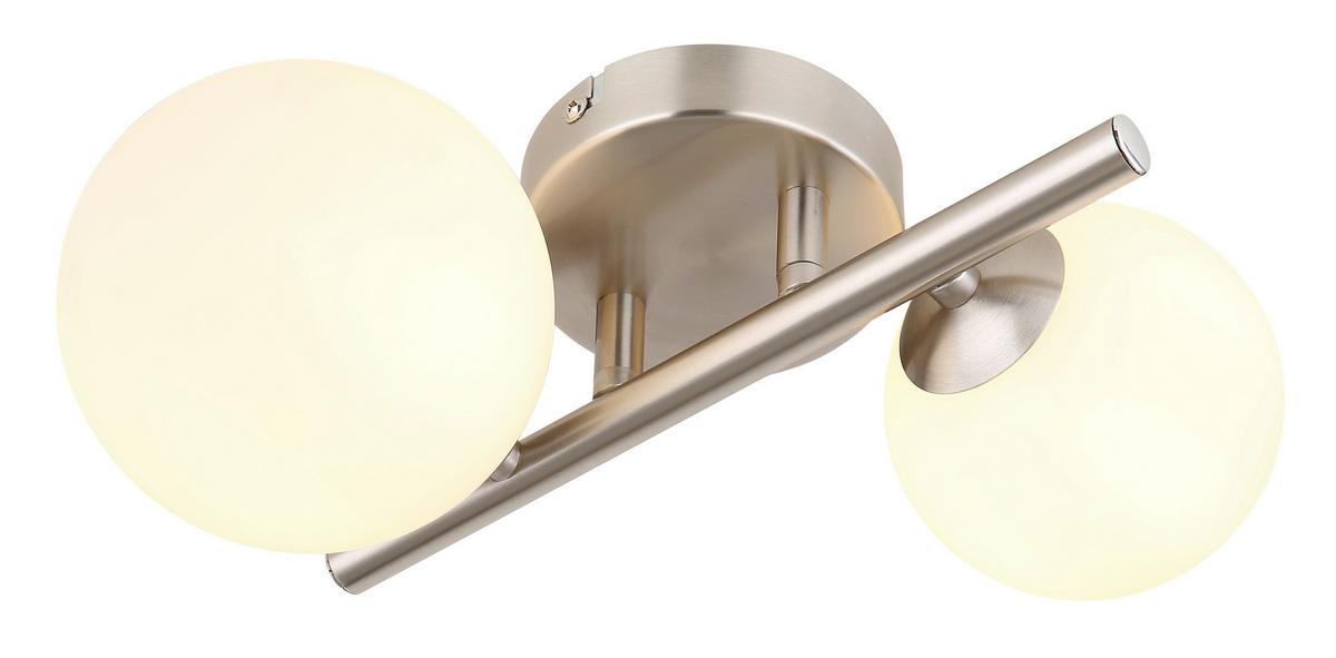 LED-Wandleuchte Riha Opal/Nickelfarben max. 3,5Watt - Opal/Nickelfarben, KONVENTIONELL, Glas/Metall (25/26/12,5cm) - Globo