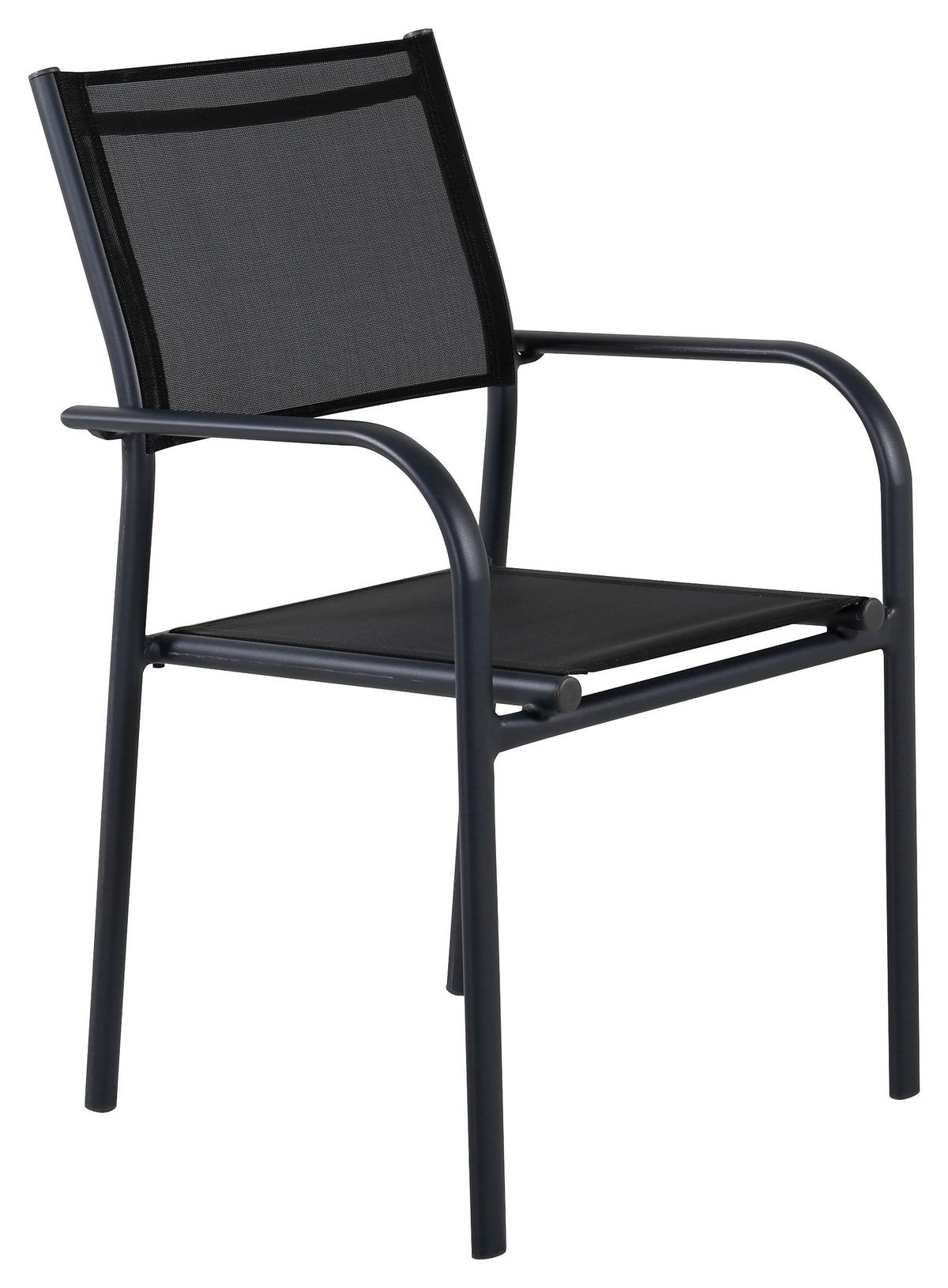 Stapelsessel 2er-Set Santorini ca. 56x90x55 cm Schwarz - Schwarz, KONVENTIONELL, Metall (56/90/55cm) - Gardenson