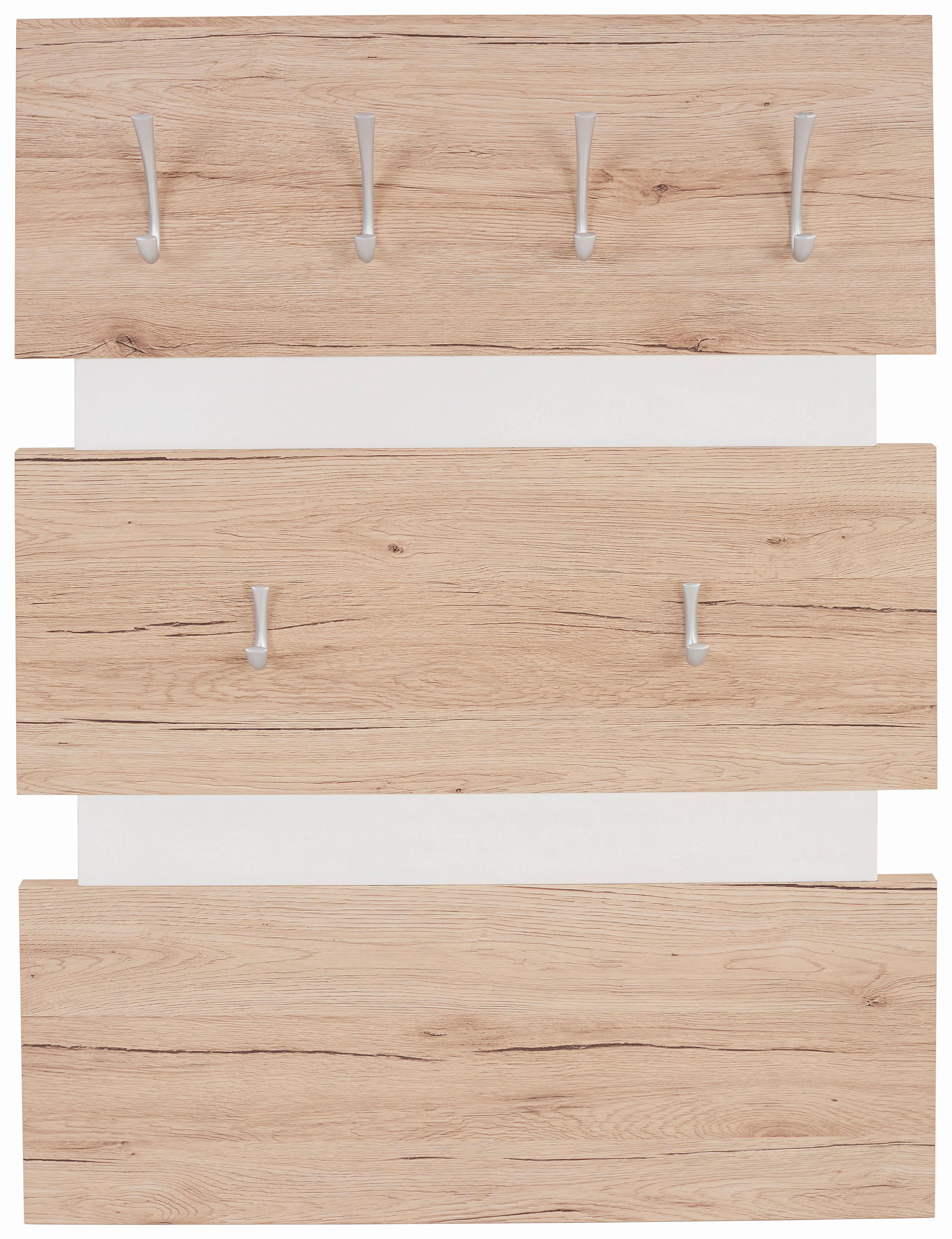 Panou cuier Moya - alb/culoare lemn stejar, Modern, plastic/material pe bază de lemn (70/99/2cm) - Modern Living