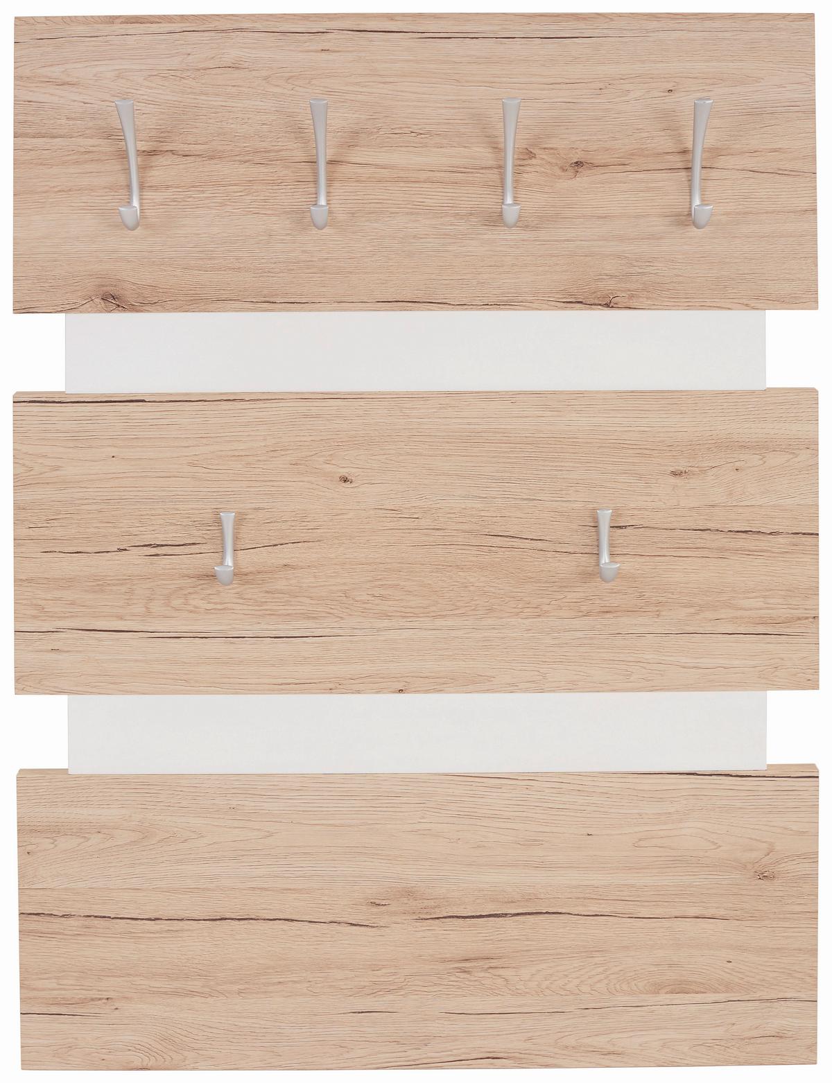 Panou cuier Moya - alb/culoare lemn stejar, Modern, plastic/material pe bază de lemn (70/99/2cm) - Modern Living