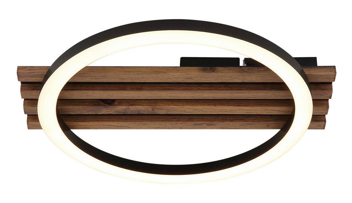 LED-DECKENLEUCHTE 67353D1 TISHA - Weiss/Dunkelbraun, Natur, Holzwerkstoff/Kunststoff (34/30/6cm) - Globo