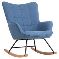 Schaukelsessel Richie Blau, Webstoff - Blau/Buchefarben, MODERN, Holz/Textil (72/92/92cm) - MID.YOU