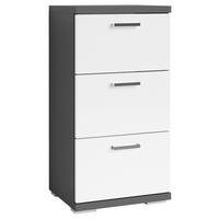 Unterschrank "Nebraska" NEBRASKA - Chromfarben/Weiß Hochglanz, MODERN, Holzwerkstoff/Metall (35,5/74/31,5cm) - MID.YOU