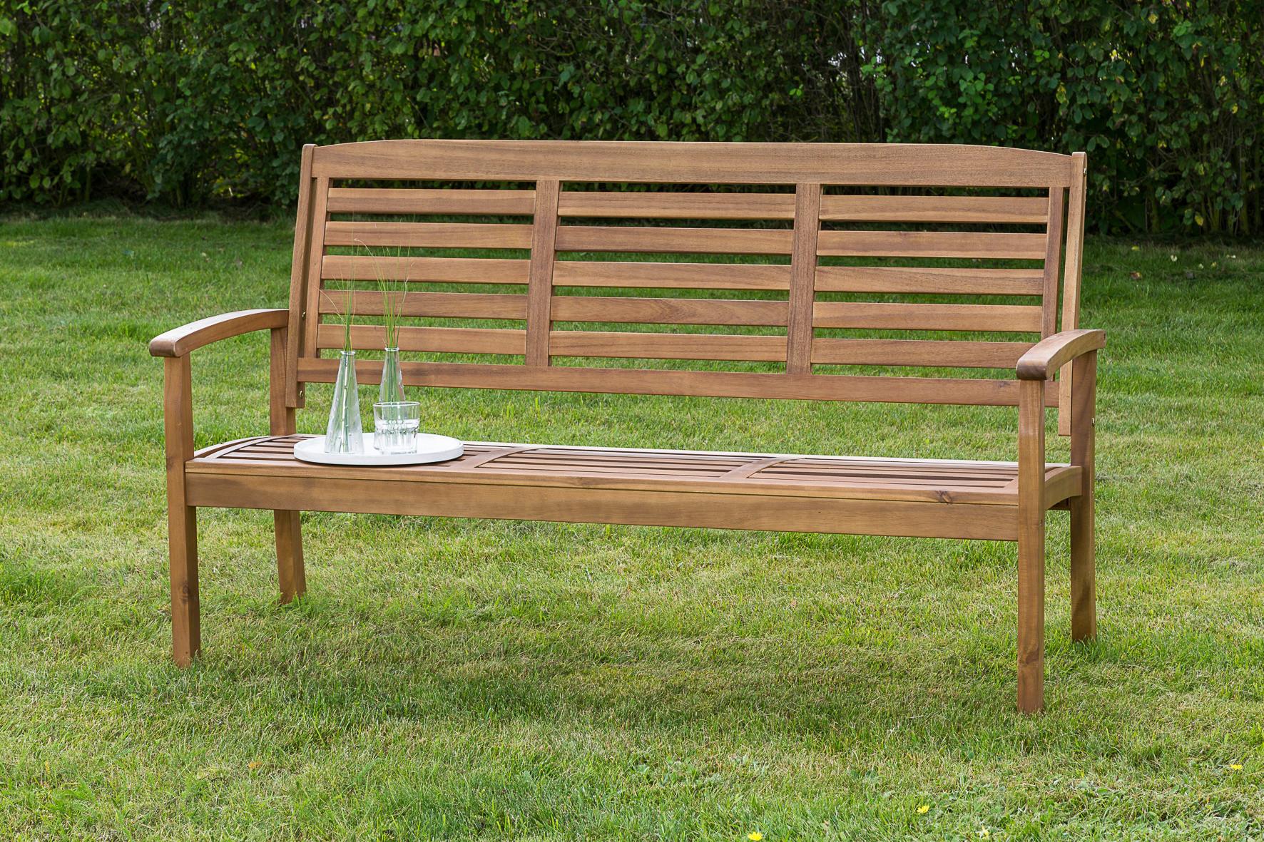 Gartenbank Paraiba aus Akazie Natur - Akaziefarben, ROMANTIK / LANDHAUS, Holz (161/92/62cm) - Gardenson