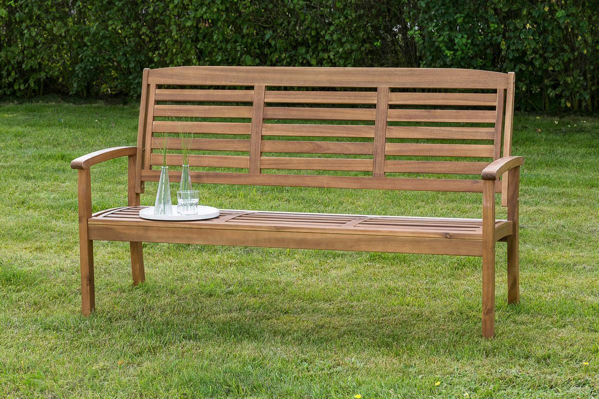 Gartenbank Paraiba aus Akazie Natur - Akaziefarben, ROMANTIK / LANDHAUS, Holz (161/92/62cm) - Gardenson