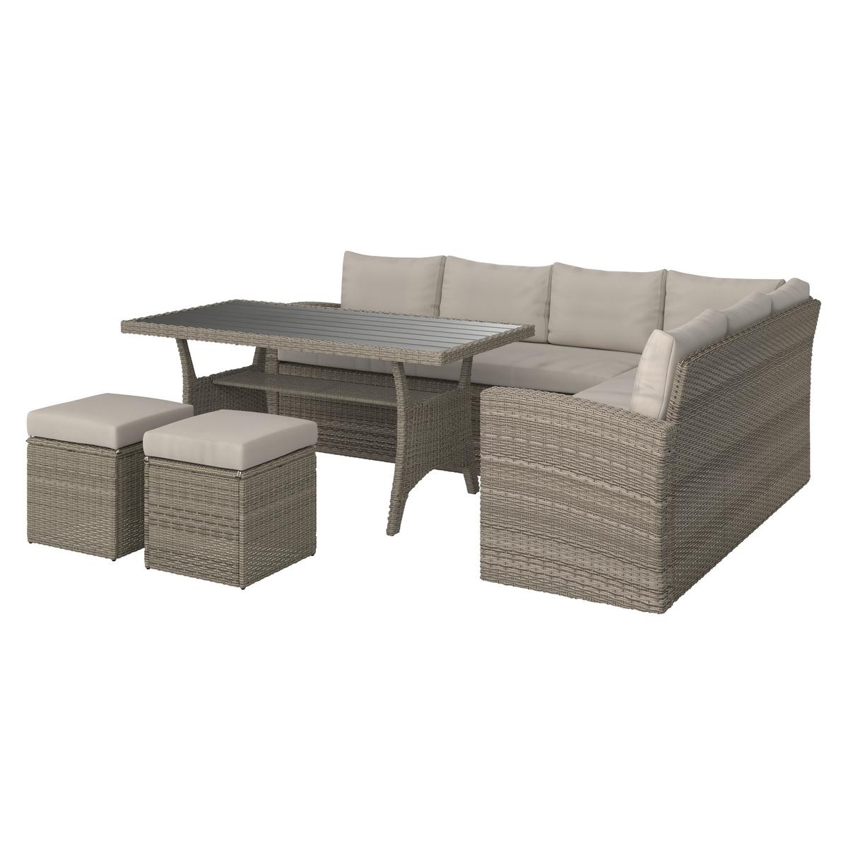 Lounge Garnitura Alex, Siva, 5-Delno - siva, Moderno, umetna masa/tekstil (179/73/68cm)
