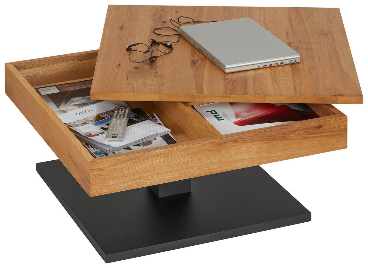 Couchtisch in Eichefarben/Schwarz - Eichefarben/Schwarz, KONVENTIONELL, Holz/Holzwerkstoff (75/75/38cm) - Mömax