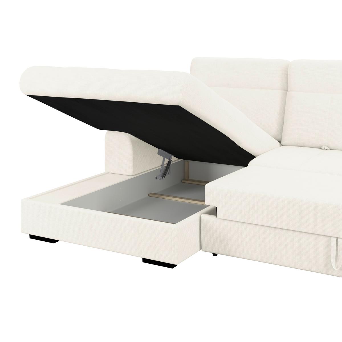 Kutna Garnitura Malaga - crna/boje bjelokosti, Konvencionalno, tekstil/drvo (203/286cm) - Ondega