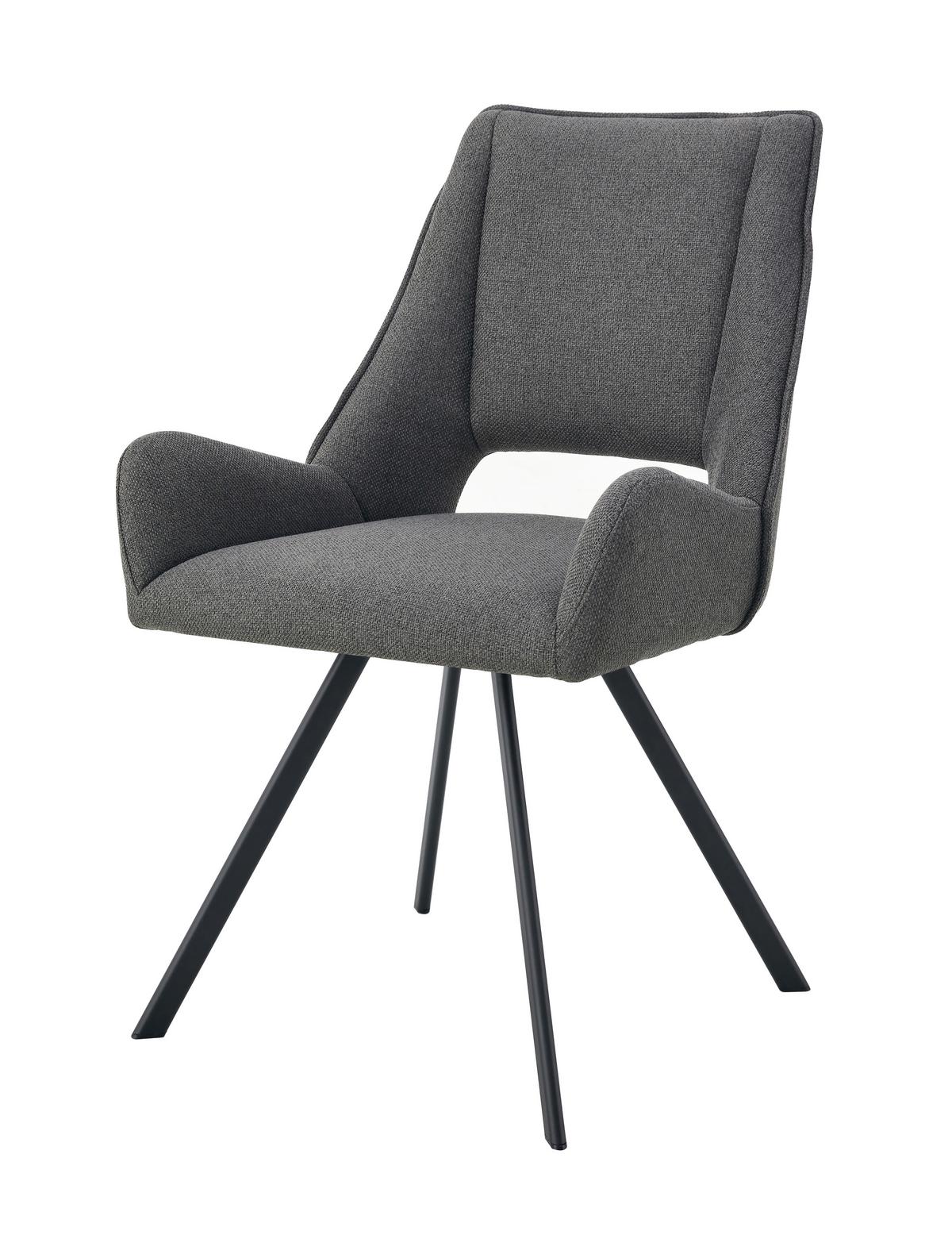 STUHL-SET HELEN - Anthrazit/Schwarz, Modern, Textil/Metall (56/91/63cm) - MID.YOU