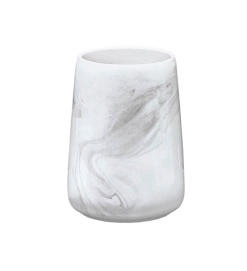 KUBEK DO MYCIA ZĘBÓW MARBLE - biały/szary, Lifestyle, kamień (7,8/10,5cm) - Kleine Wolke