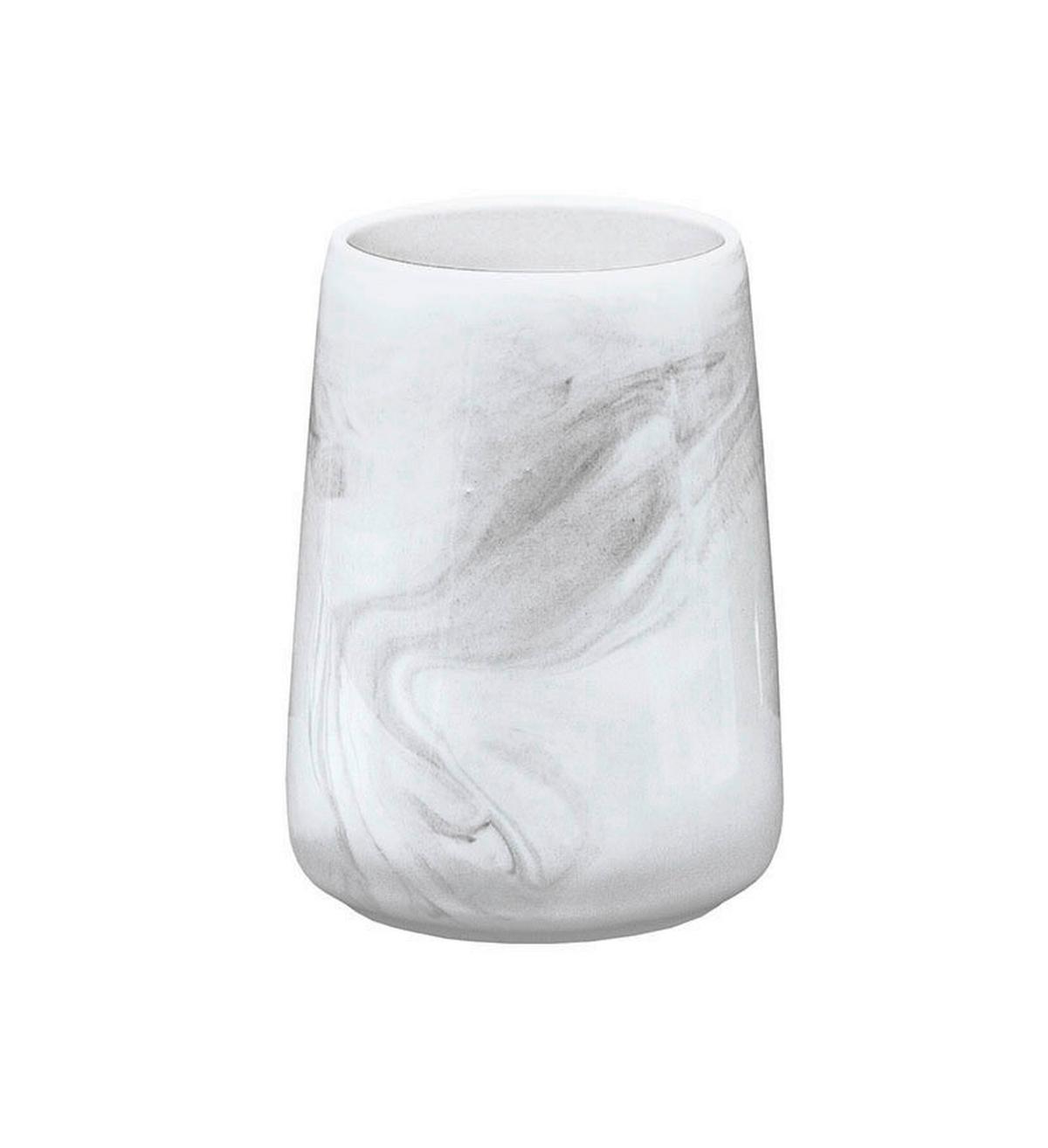 KUBEK DO MYCIA ZĘBÓW MARBLE - biały/szary, Lifestyle, kamień (7,8/10,5cm) - Kleine Wolke