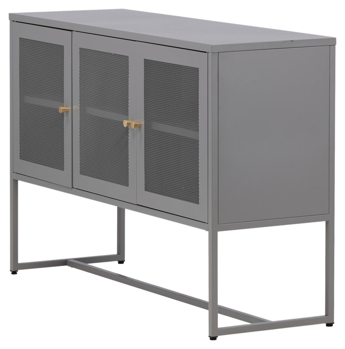 SIDEBOARD MALLA - Hellgrau, Design, Metall (120/80/40cm) - Livetastic
