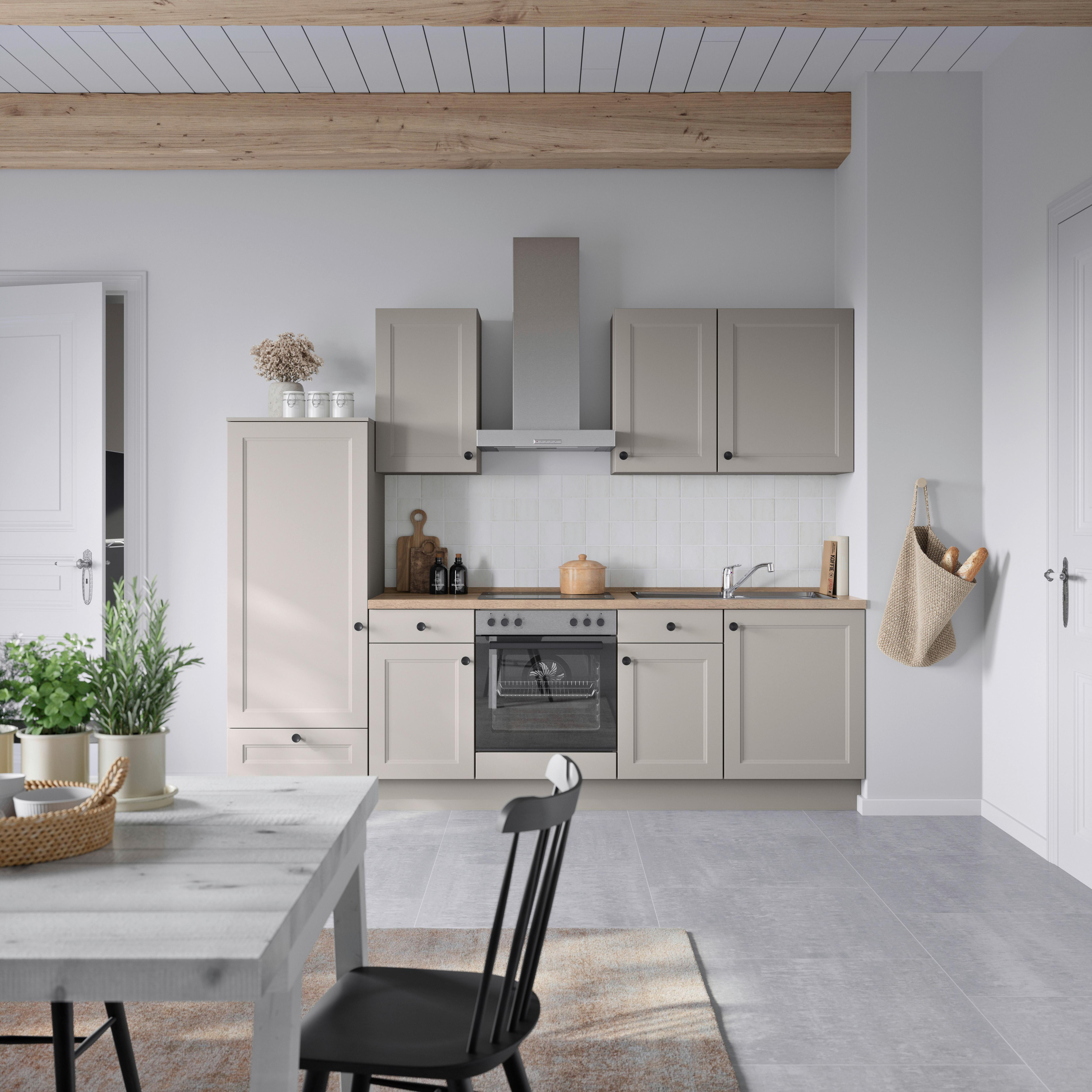 Küchenblock Cascada Low m. Geräten Grau - Eiche dunkel/Schwarz, MODERN, Holzwerkstoff/Metall (270cm) - Nobilia