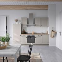 Küchenblock Cascada Low m. Geräten Grau - Eiche dunkel/Schwarz, MODERN, Holzwerkstoff/Metall (270cm) - Nobilia