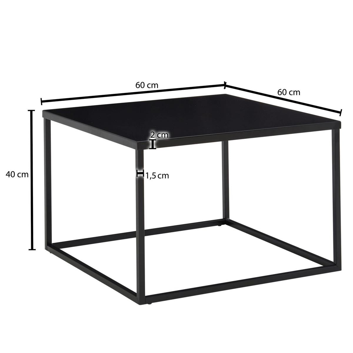 Klubska Miza Wohnling - črna, Moderno, kovina (60/60/40cm) - MID.YOU
