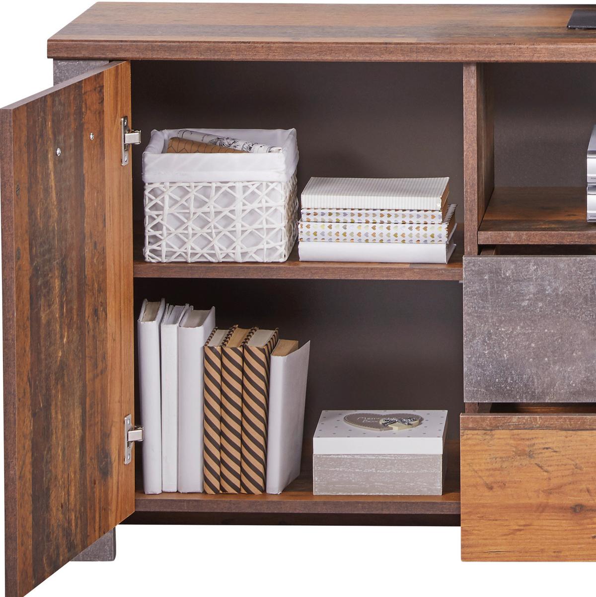 Tv Komoda Ontario - boje hrasta/tamno siva, Trend, drvni materijal/plastika (176/67,7/41,5cm) - Modern Living