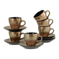 Kavni Servis Golden Days Black, 12-Delni - zlate barve/črna, Basics, keramika - Creatable