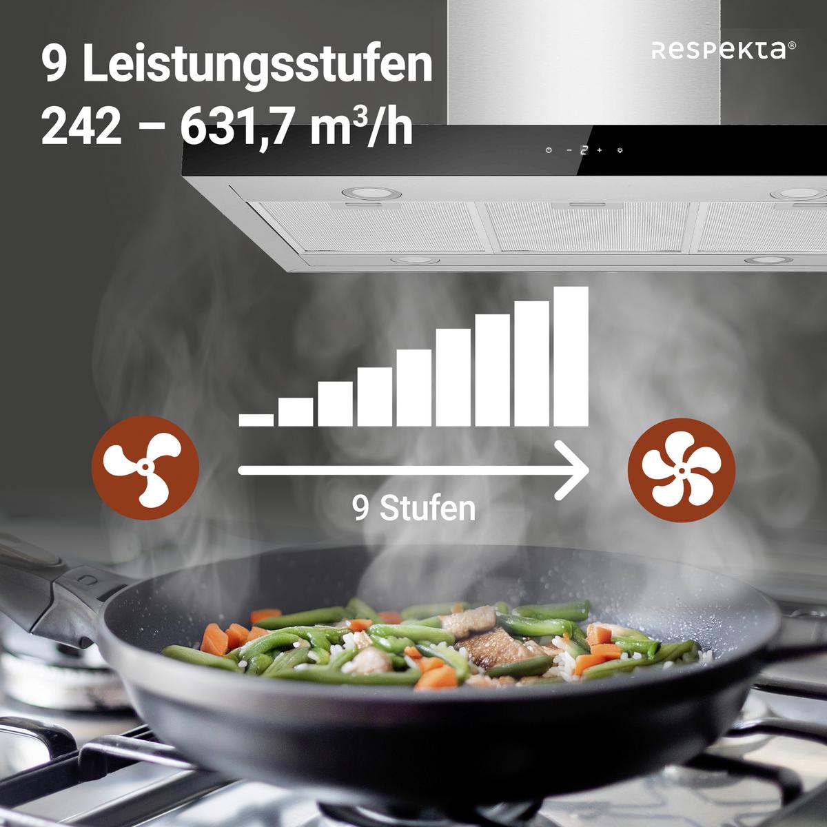 Dunstabzugshaube CH44199IX-21 Edelstahlfarben - Edelstahlfarben, Trend, Glas/Metall (89,5/65/60cm) - Respekta