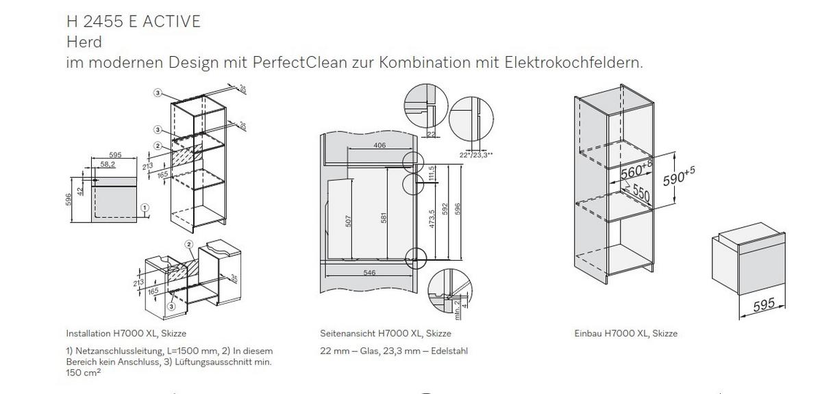 Einbauherd H 2455 E Active Weiß - Weiß, Metall (59,5/59,6/56,8cm) - Miele