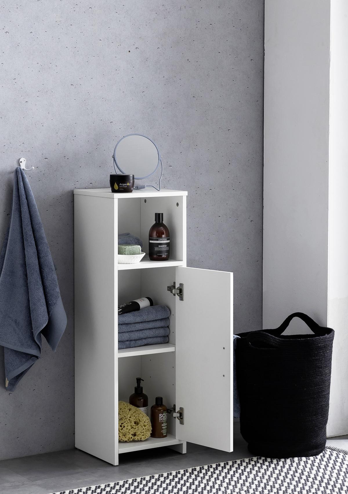 Srednje Visoka Omara Wl5.753 - bela/barve aluminija, Basics, kovina/leseni material (30/95,5/30cm) - MID.YOU