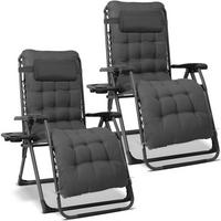 Garten-Relaxsessel Schwarz/Grau, 2er Set - Dunkelgrau/Schwarz, Basics, Textil/Metall (68/88/110cm) - Modante