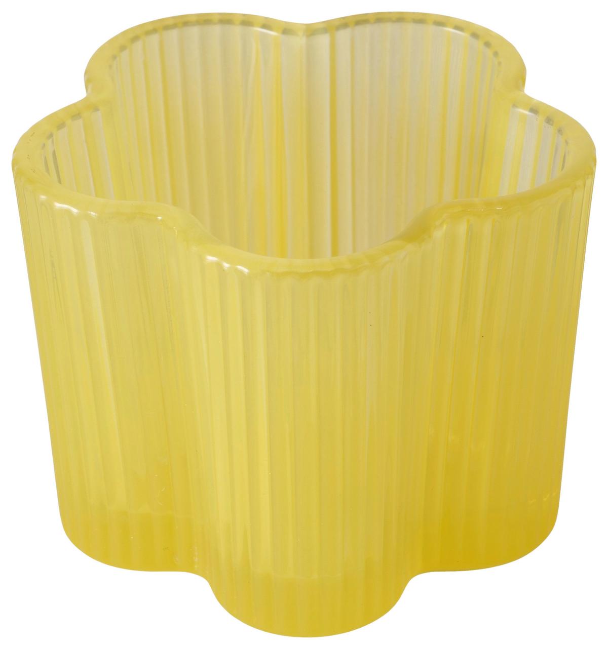 Teelichthalter Fiona I Hellgelb - Hellgelb, Basics, Glas (7,5/6cm) - Mömax