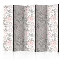 Paravan Roses I, 5-Delni, Dvostranski - pink/svetlo siva, Basics, tekstil/les (225/172/3cm) - artgeist