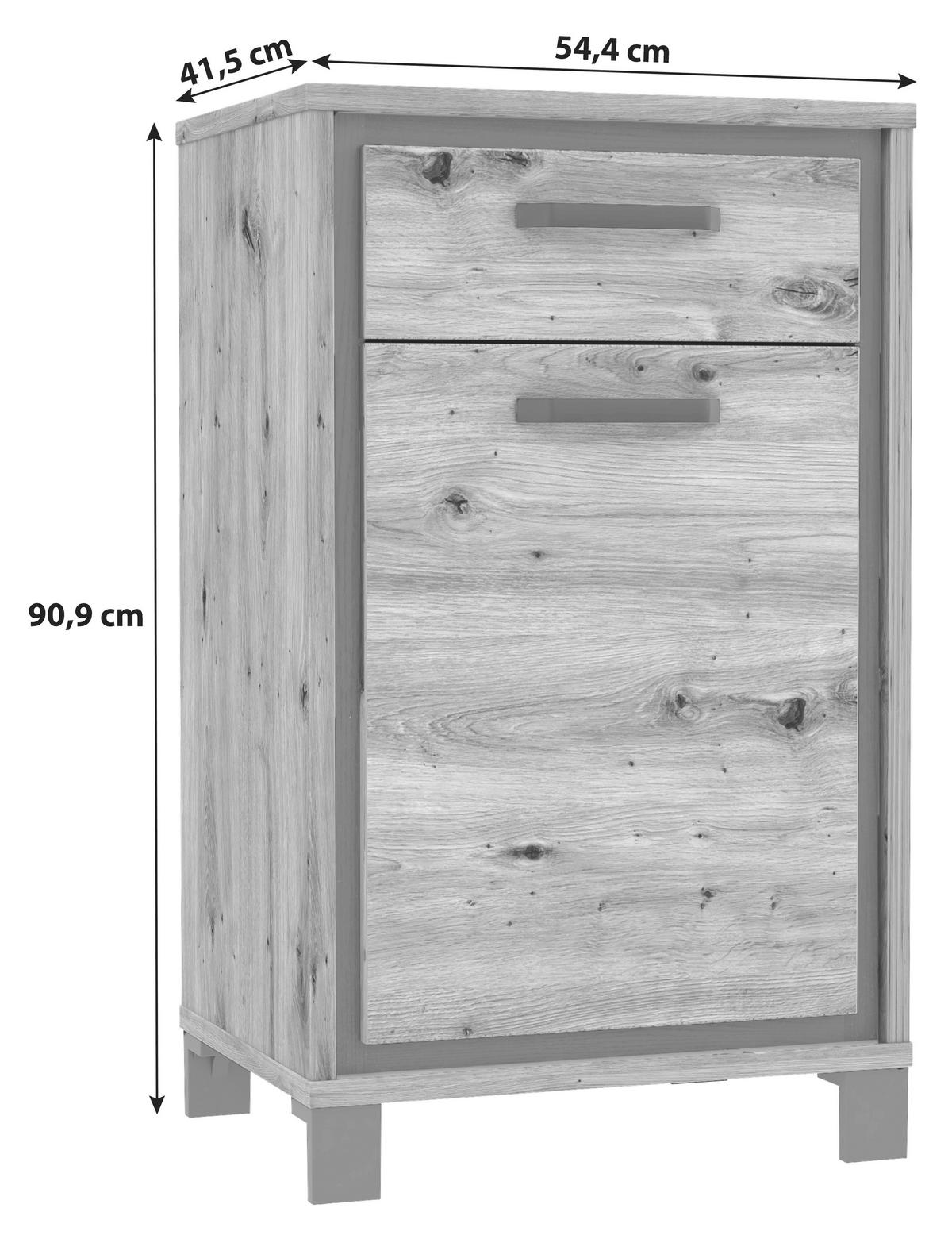 Schuhschrank "Trondheim" , Eiche - Eichefarben/Schwarz, Basics, Holzwerkstoff/Kunststoff (54,4/90,9/41,5cm) - Livetastic