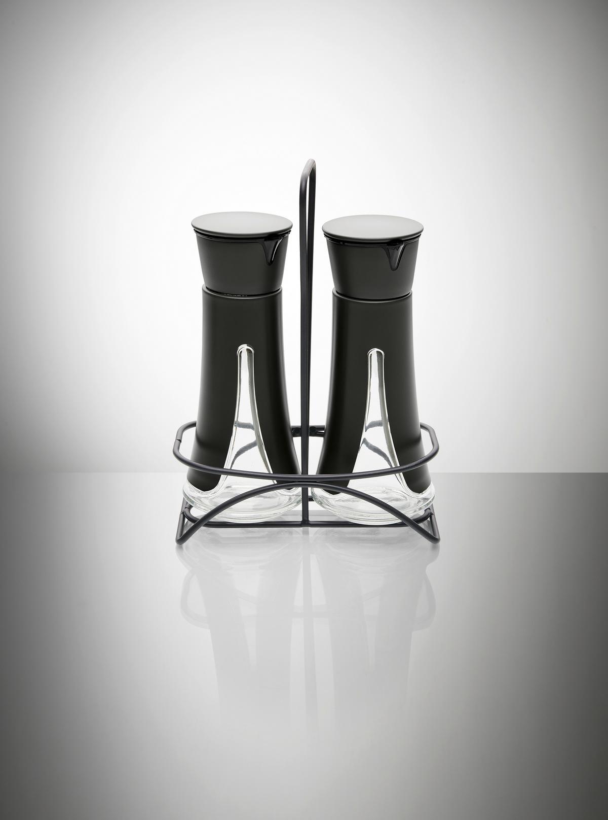 Menage-Set Aurelius in Schwarz - Schwarz, Modern, Glas/Kunststoff (16,5/22,5/8,5cm) - Premium Living