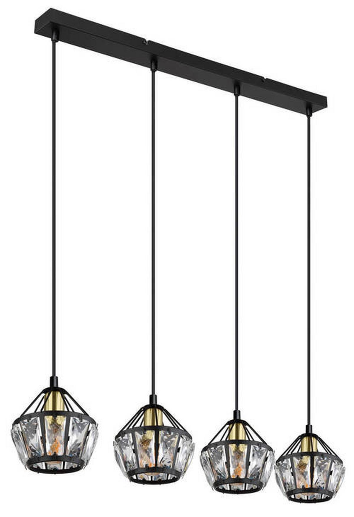Hängeleuchte Lois Schwarz/Messingfarben max. 40W - Klar/Messingfarben, KONVENTIONELL, Glas/Kunststoff (73/12,5/150cm) - Globo