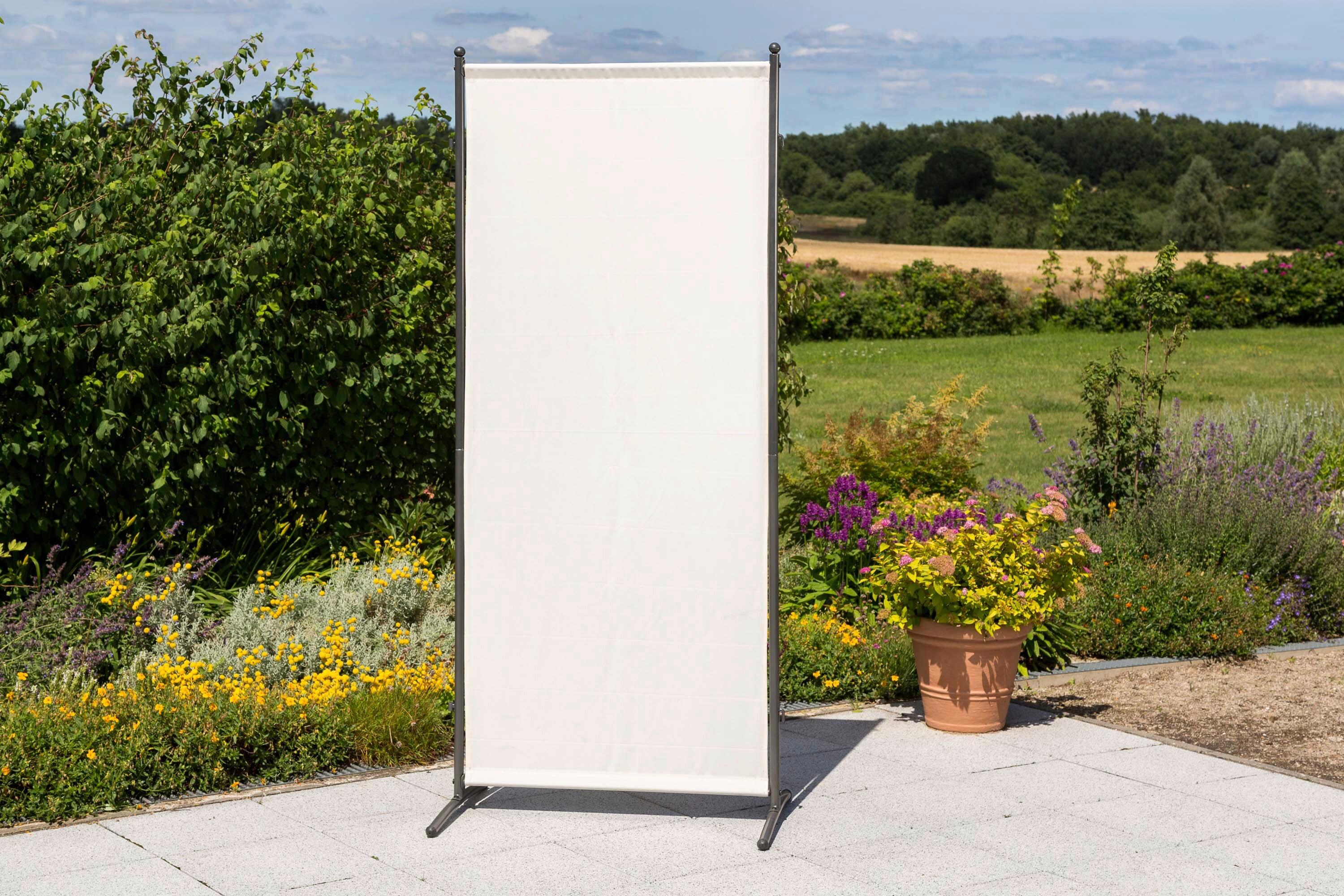 Sichtschutz Textil Silber/Beige - Beige/Silberfarben, KONVENTIONELL, Textil/Metall (80/188/50cm) - Gardenson