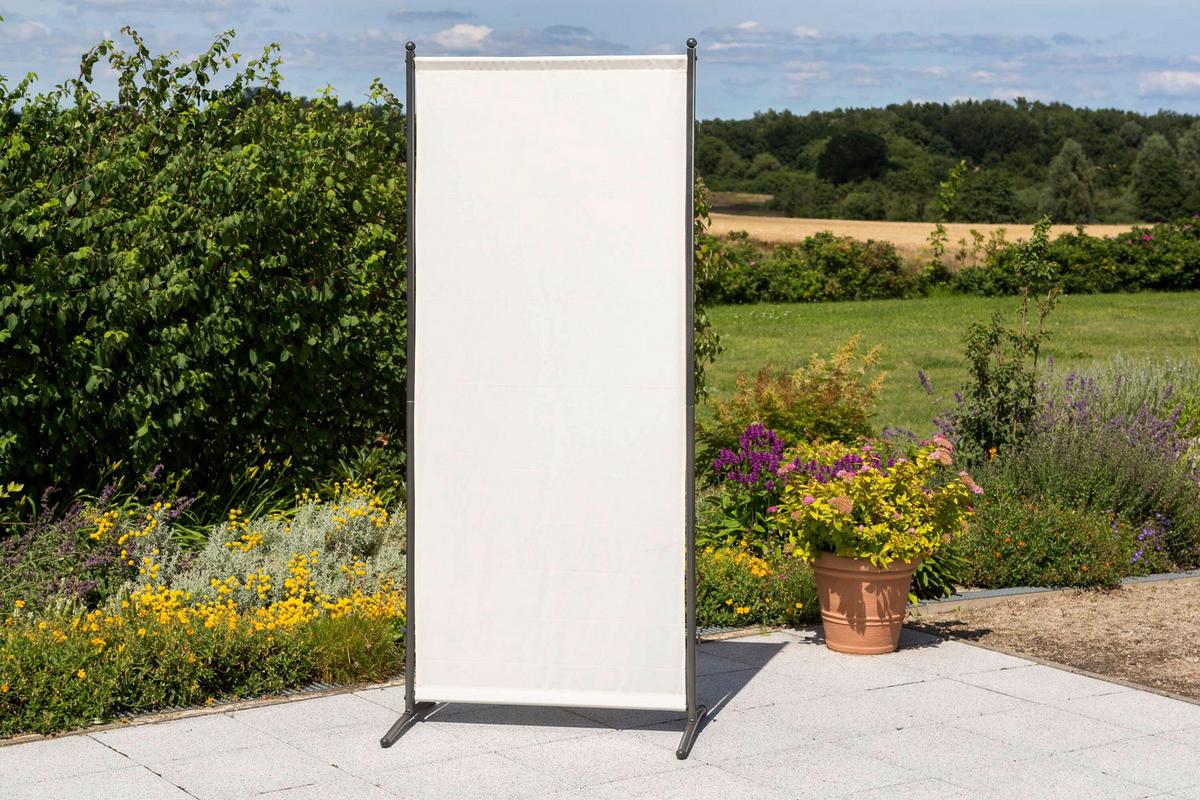 Sichtschutz Textil Silber/Beige - Beige/Silberfarben, KONVENTIONELL, Textil/Metall (80/188/50cm) - Gardenson