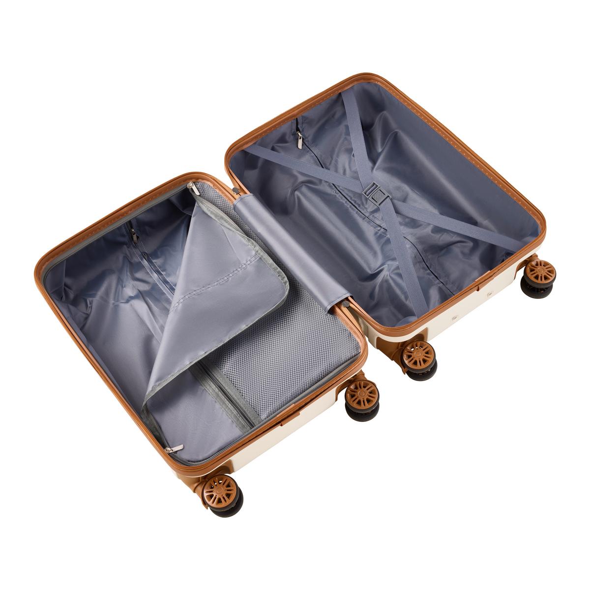 Reisekofferset Florenz Braun/Weiß, 3-teilig - Braun/Weiß, KONVENTIONELL, Kunststoff/Textil - Mömax