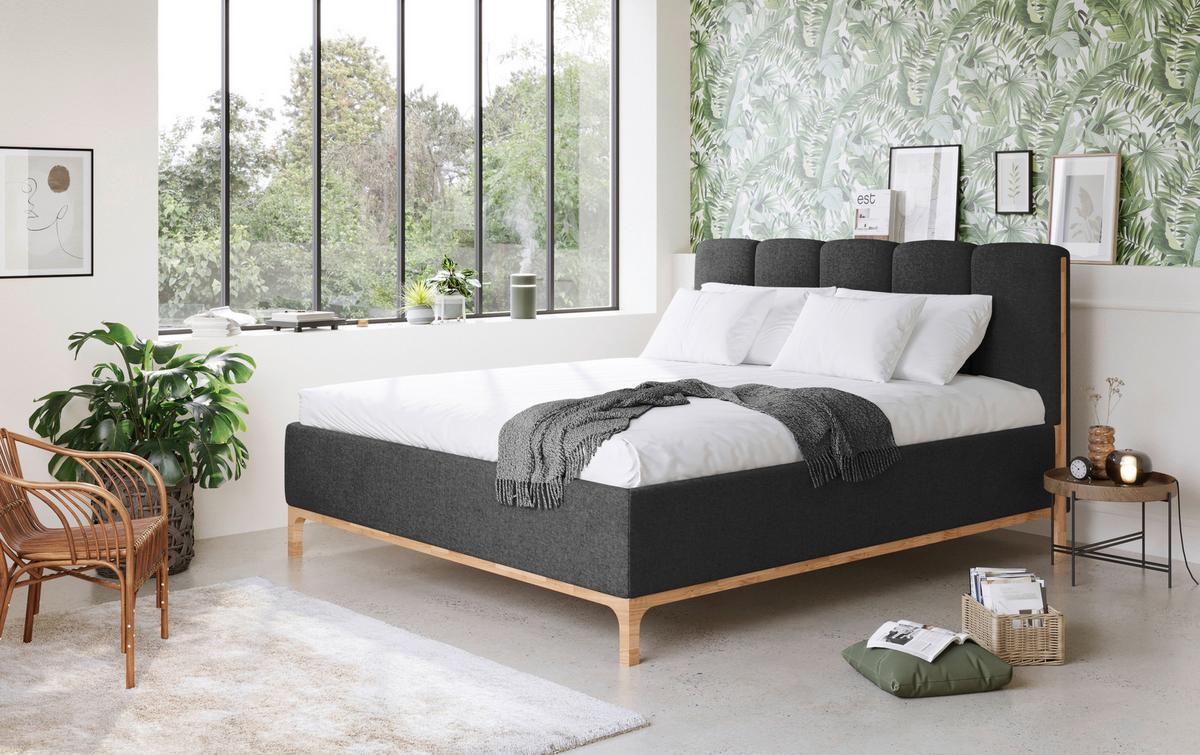 Kárpitozott Ágy Finca I. Pb - antracit, Konventionell, faalapú anyag/textil (160/200cm)